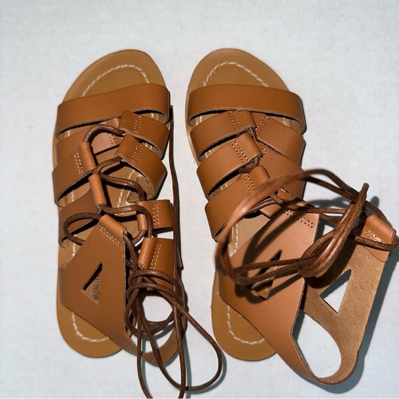 Neiman Marcus Tan Leather Gladiator Sandals - Picture 1 of 7